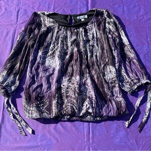 dressbarn Purple and Black Paisley Blouse